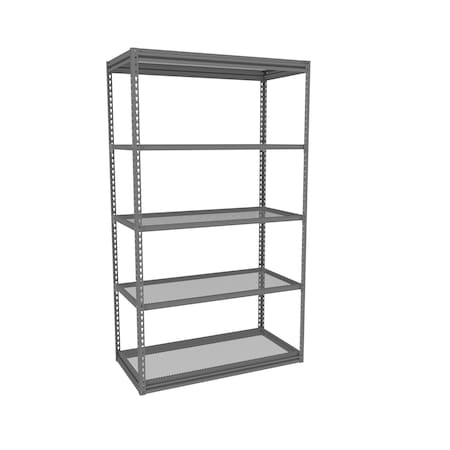 Tennsco Z-Line Shelving W/Five Perf. Shlvs, Boltless, 48"Wx24"Dx84"H, Starter, Gry ZM7-4824S-5PD-MGY